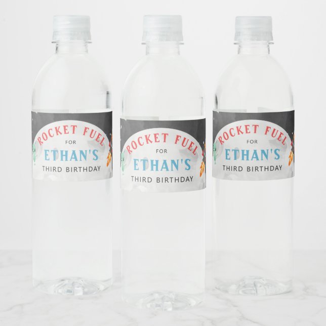 Outer Space Alien Birthday Water Bottle Labels (Bottles)