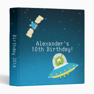 Outer Space Alien Boy Birthday Photo Album Binder