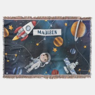 Outer Space and Space Man Custom Throw Blanket