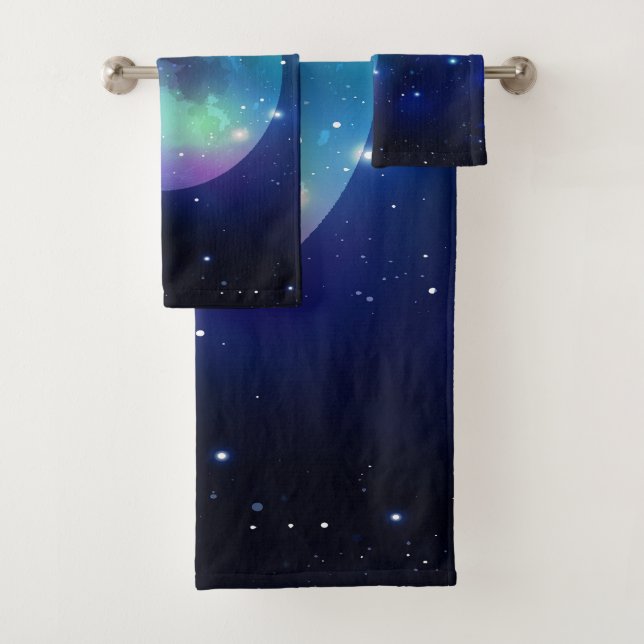 Outer Space and Stars  Bath Towel Set (Insitu)