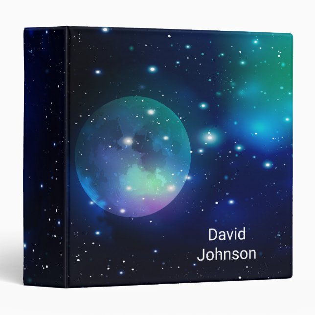 Outer Space and Stars with Custom Name  Binder (Front/Spine)