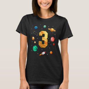 Outer Space Astronaut 3rd Birthday Boy 3 Year Old  T-Shirt
