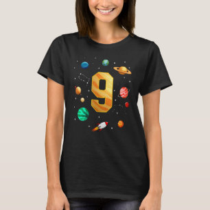 Outer Space Astronaut 9th Birthday Boy 9 Year Old  T-Shirt