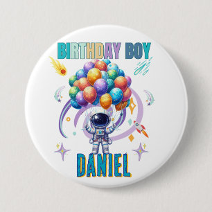 Outer Space Astronaut Birthday Boy 3 Inch Round Button
