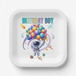 Outer Space Astronaut Birthday Boy Paper Plate