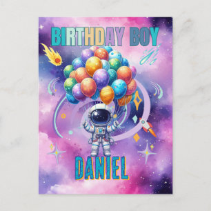 Outer Space Astronaut Birthday Boy Postcard