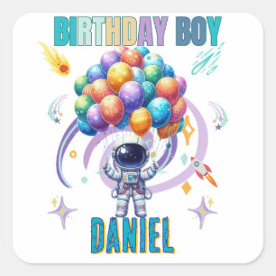 Outer Space Astronaut Birthday Boy  Square Sticker