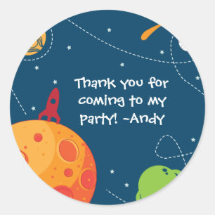 Outer Space Astronaut Birthday Favour Tag Sticker