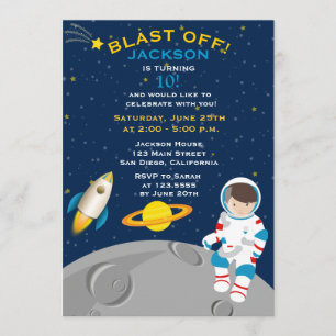 Outer Space Astronaut Birthday Party Invitation