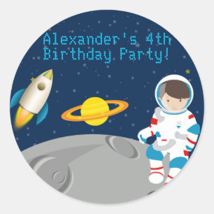 Outer Space Astronaut  Birthday Party Sticker