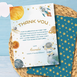 Outer Space Astronaut Birthday Party Thank You Card