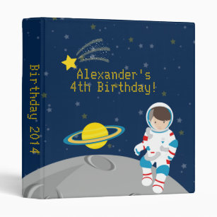 Outer Space Astronaut  Birthday Photo Album Binder