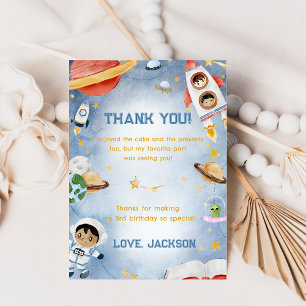 Outer Space Astronaut Birthday Thank You Card 