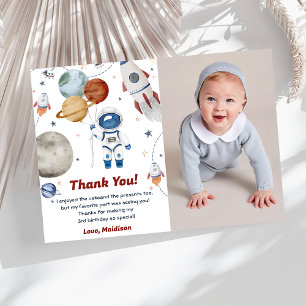 Outer Space Astronaut Birthday Thank You Card 