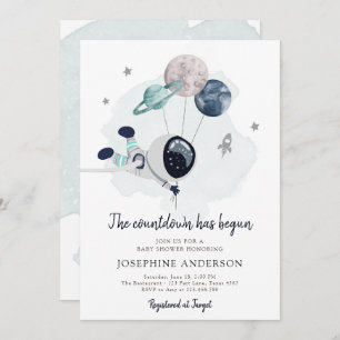 Outer Space Astronaut Boy Baby Shower Invitation