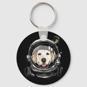 Outer Space Astronaut Golden Retriever Lover Pet D Keychain