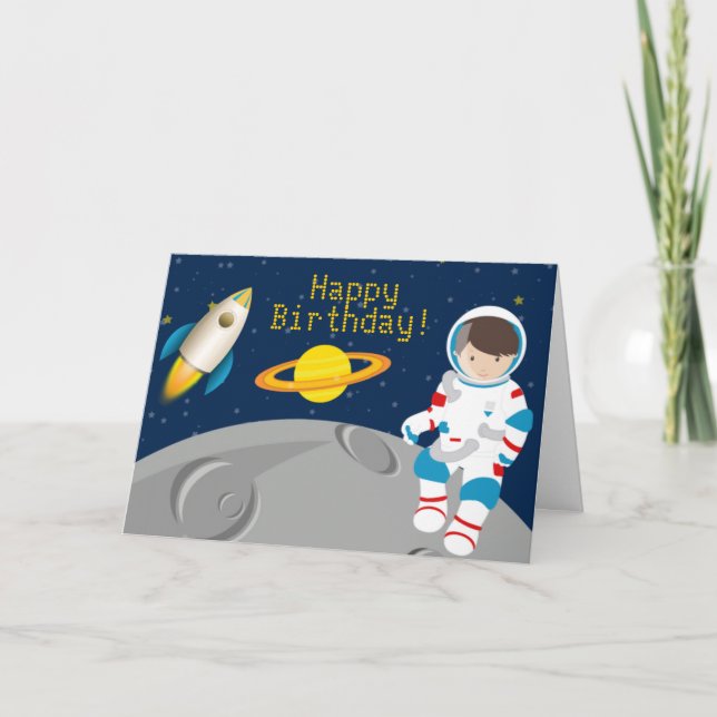 Outer Space Astronaut Greeting Card (Front)