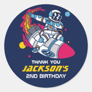Outer Space Astronaut Kids Birthday Party Classic Round Sticker