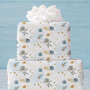 Outer Space Astronaut Kids Birthday  Wrapping Paper