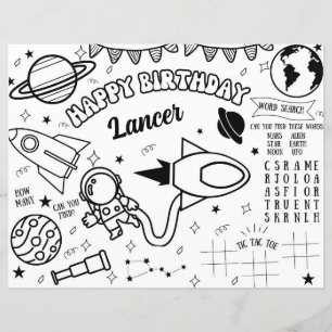 Outer Space Astronaut Party Colouring Activity Pag