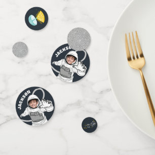 Outer Space Astronaut Photo Boy Birthday Confetti