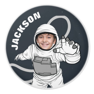 Outer Space Astronaut Photo Personalized Ceramic Knob