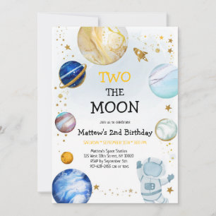Outer Space Astronaut Planet Galaxy 2nd Birthday  Invitation