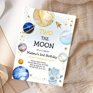 Outer Space Astronaut Planet Galaxy 2nd Birthday Invitation