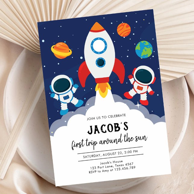 Outer Space Astronaut Planet Galaxy Birthday Invitation (Creator Uploaded)