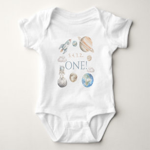 Outer Space Astronaut Planets First Birthday Baby Bodysuit