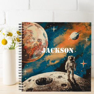 Outer Space Astronaut, Watercolor, Custom Notebook