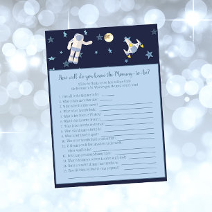 Outer Space Astronaut Who Knows Mommy Baby Game Invitation