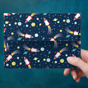 Outer Space Baby Shower Bottle Rocket Spaceship Envelope