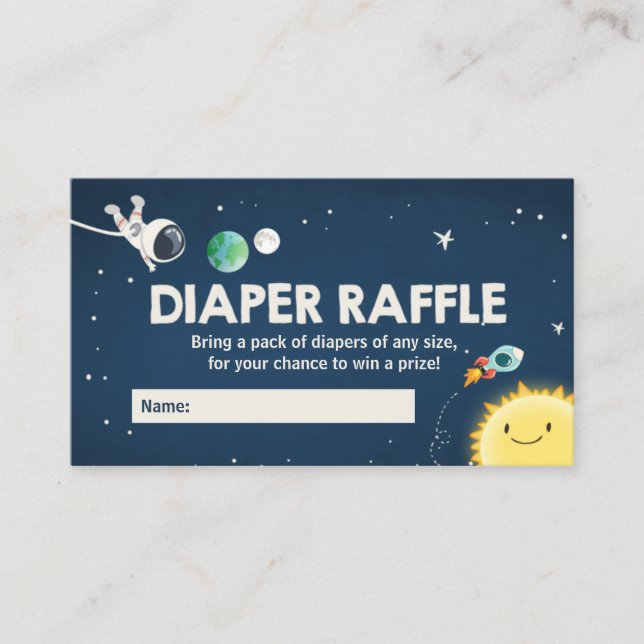 Outer Space Baby Shower Boy Diaper Raffle Card (Front)