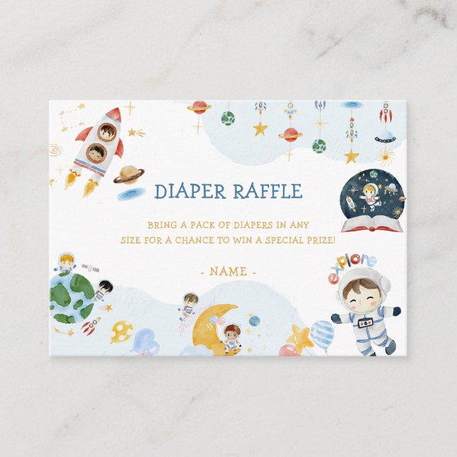 Outer Space Baby Shower Diaper Raffle Enclosure Card (Front)
