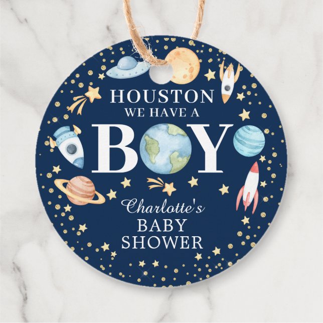 Outer Space Baby Shower Favour Gift Tag (Back)