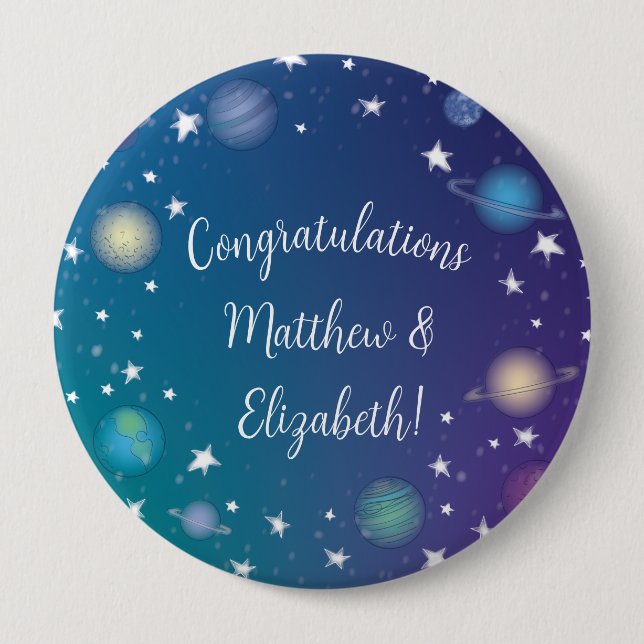 Outer Space Baby Shower Galaxy 4 Inch Round Button (Front)