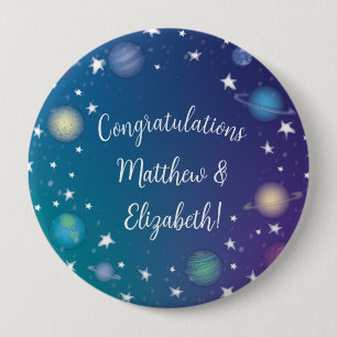 Outer Space Baby Shower Galaxy 4 Inch Round Button