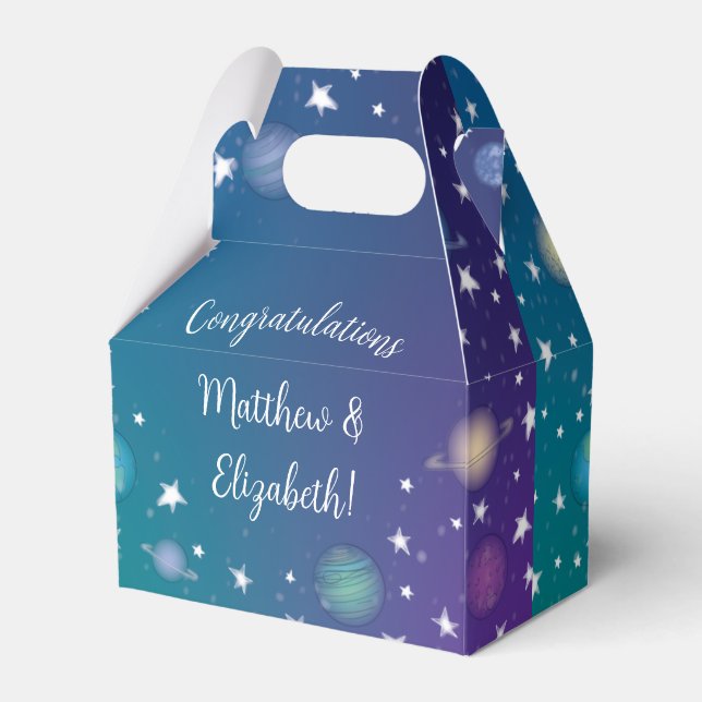 Outer Space Baby Shower Galaxy Favor Box (Front Side)