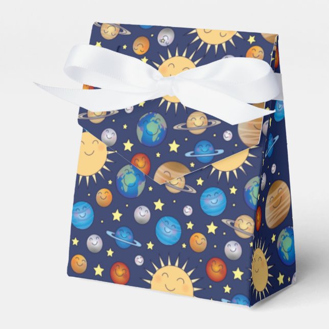 Outer Space Baby Shower Galaxy Universe Stars Favor Box (Front Side)