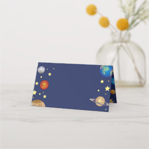 Outer Space Baby Shower Galaxy Universe Stars Place Card