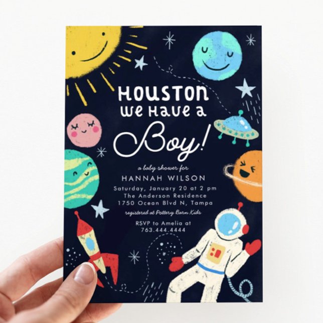 Outer Space Baby Shower Houston We Have A Boy Invitation (Creator Uploaded)