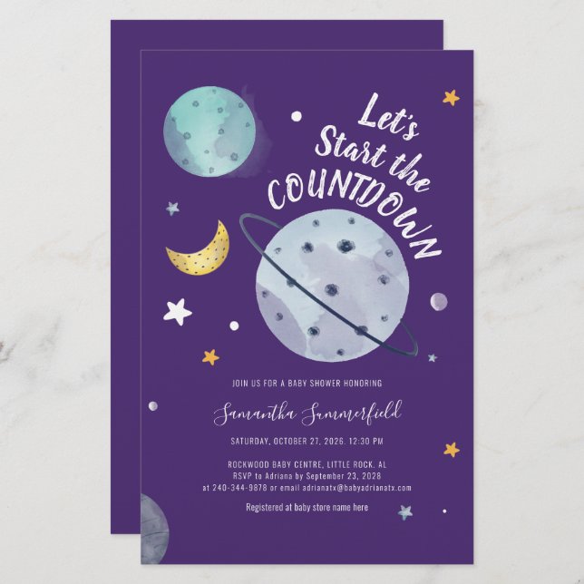 Outer Space Baby Shower Invitation Stationery (Front/Back)