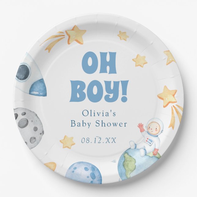 Outer Space Baby Shower  Paper Plate (Front)