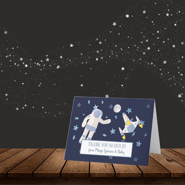 Outer Space Baby Shower Thank You | White Card (Creator Uploaded)