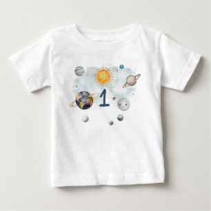 Outer Space Birthday Galaxy Sun Moon Stars Planets Baby T-Shirt