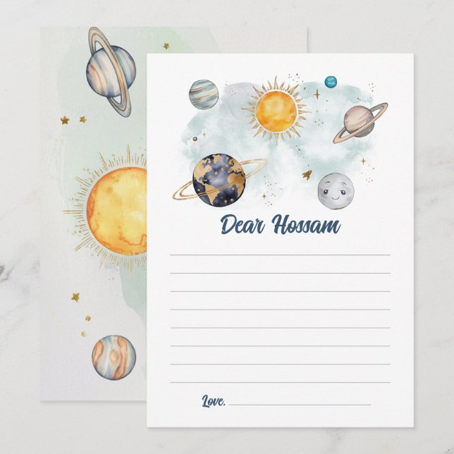 Outer Space Birthday Galaxy Sun Moon Stars Planets Card (Front/Back)