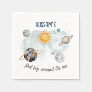 Outer Space Birthday Galaxy Sun Moon Stars Planets Napkin