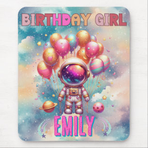 Outer Space Birthday Girl Flight Crew Mouse Pad