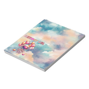 Outer Space Birthday Girl Flight Crew Notepad